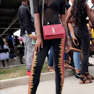 Skinny Washed Black Jeans with Skater Flame Print